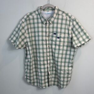 Columbia PFG Vented outdoor Fishing Performance Green Plaid Men's Shirt